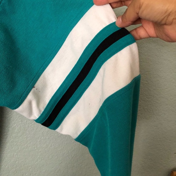 VTG MacGregor Teal and White Striped Polo Sweater Long Sleeve Mens Large - Picture 4 of 9